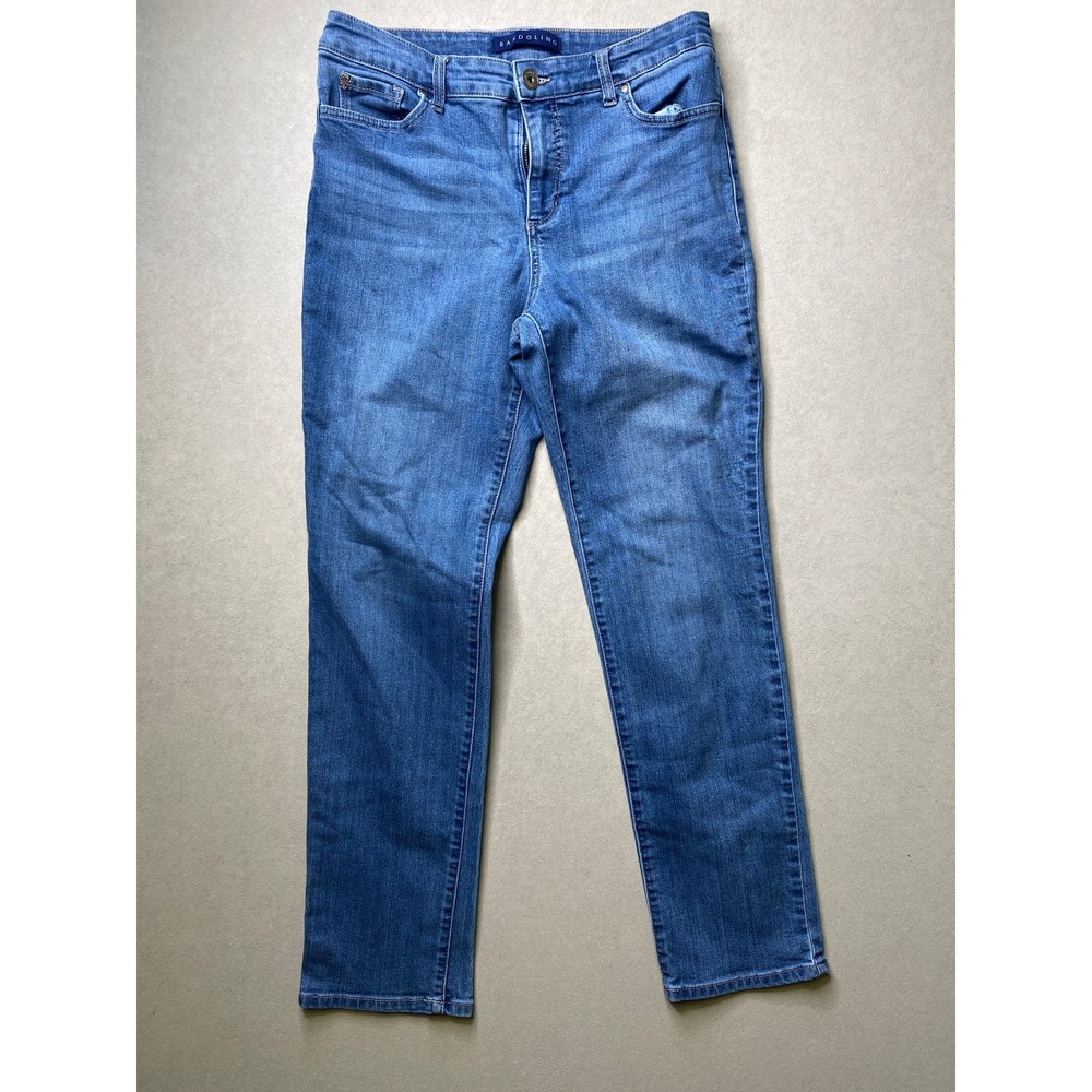 Bandolino Mandie Womens Straight Leg Jeans Medium Wash Blue Size 10 Stretch